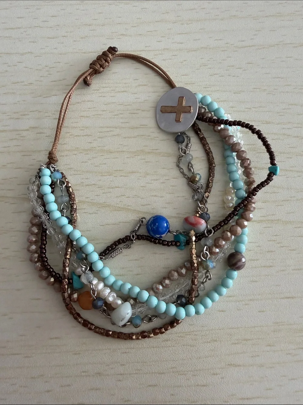 Multi-Strand Turquoise & Gold Bead Wrap Bracelet